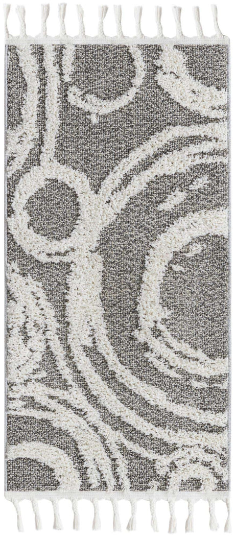 Gray 2' x 4' 1 Boho Runner Area Rug 100% Polyester With Cotton Backing Geometric Modern Boho Bohemian Decor Carpet for Living Rooms Office Dining Kitchen Unique Interior Design for Sale at Rug Engine