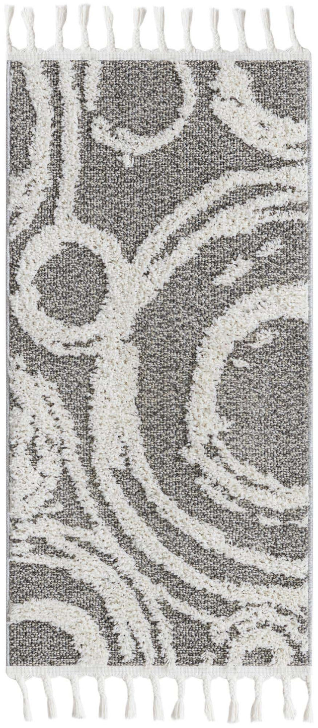 Gray 2' x 4' 1 Boho Runner Area Rug 100% Polyester With Cotton Backing Geometric Modern Boho Bohemian Decor Carpet for Living Rooms Office Dining Kitchen Unique Interior Design for Sale at Rug Engine