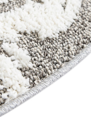 Gray 7' 10 x 7' 10 Boho Round Area Rug 100% Polyester With Cotton Backing Geometric Modern Boho Bohemian Decor Carpet for Living Rooms Office Dining Kitchen Unique Interior Design for Sale at Rug Engine