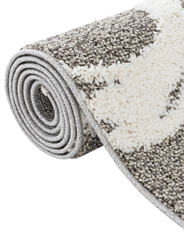 Gray 5' 3 x 5' 3 Boho Round Area Rug 100% Polyester With Cotton Backing Geometric Modern Boho Bohemian Decor Carpet for Living Rooms Office Dining Kitchen Unique Interior Design for Sale at Rug Engine