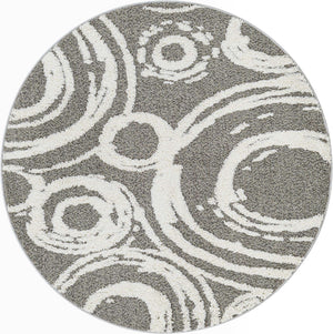 Gray 5' 3 x 5' 3 Boho Round Area Rug 100% Polyester With Cotton Backing Geometric Modern Boho Bohemian Decor Carpet for Living Rooms Office Dining Kitchen Unique Interior Design for Sale at Rug Engine