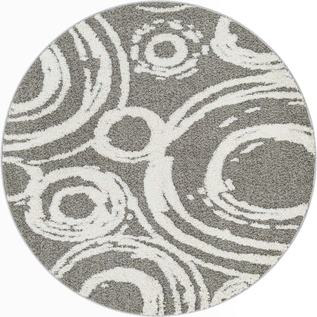 Gray 5' 3 x 5' 3 Boho Round Area Rug 100% Polyester With Cotton Backing Geometric Modern Boho Bohemian Decor Carpet for Living Rooms Office Dining Kitchen Unique Interior Design for Sale at Rug Engine