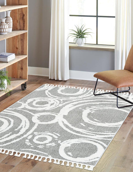 Gray 2' x 3' 1 Boho Rectangle Area Rug 100% Polyester With Cotton Backing Geometric Modern Boho Bohemian Decor Carpet for Living Rooms Office Dining Kitchen Unique Interior Design for Sale at Rug Engine