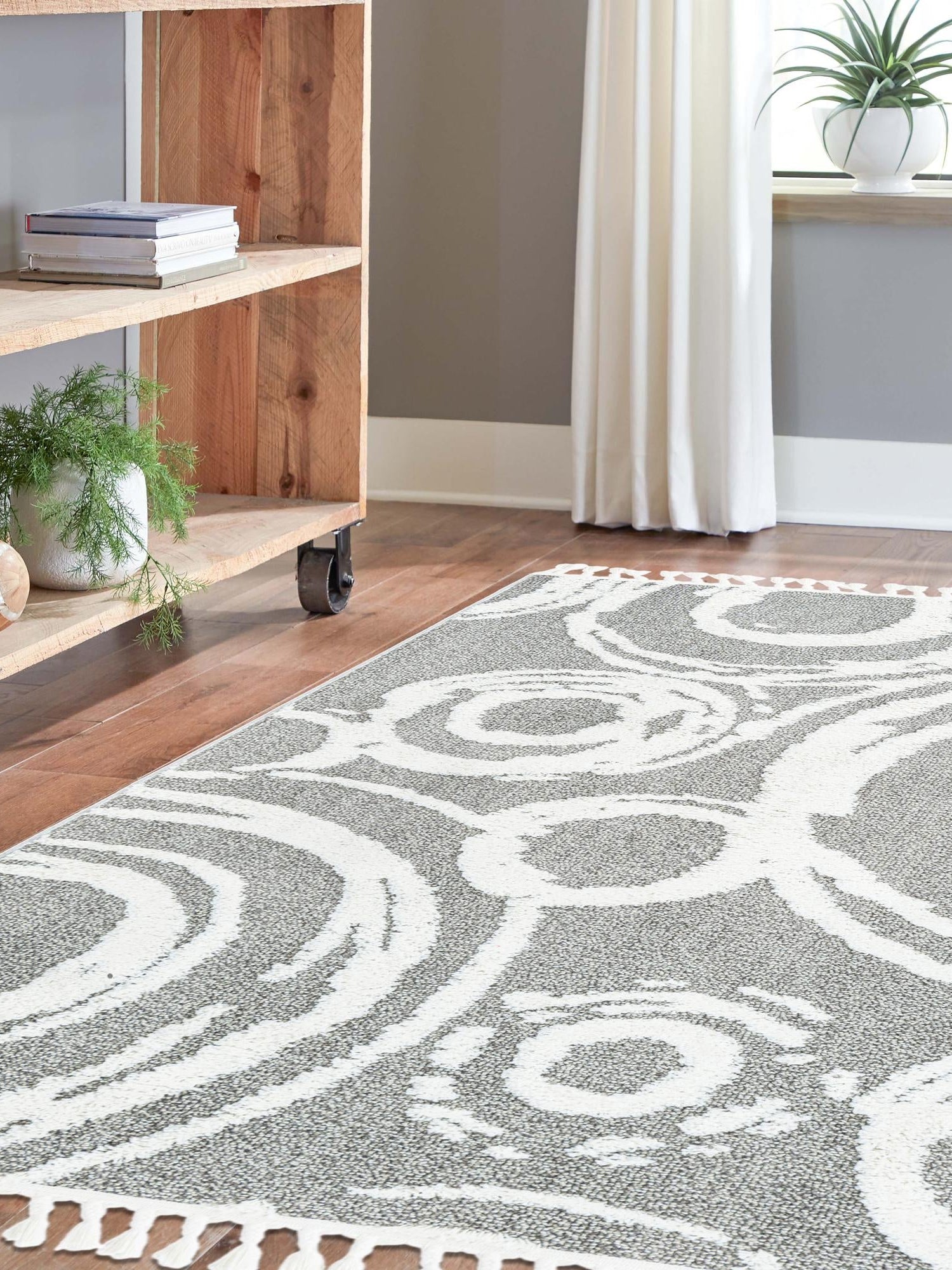 Gray 2' x 3' 1 Boho Rectangle Area Rug 100% Polyester With Cotton Backing Geometric Modern Boho Bohemian Decor Carpet for Living Rooms Office Dining Kitchen Unique Interior Design for Sale at Rug Engine