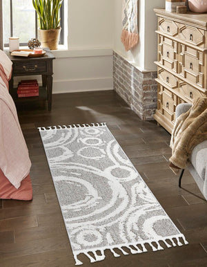 Gray 2' 7 x 12' Boho Runner Area Rug 100% Polyester With Cotton Backing Geometric Modern Boho Bohemian Decor Carpet for Living Rooms Office Dining Kitchen Unique Interior Design for Sale at Rug Engine