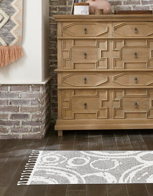 Gray 2' x 6' 1 Boho Runner Area Rug 100% Polyester With Cotton Backing Geometric Modern Boho Bohemian Decor Carpet for Living Rooms Office Dining Kitchen Unique Interior Design for Sale at Rug Engine
