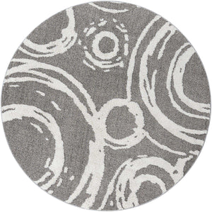 Gray 7' 10 x 7' 10 Boho Round Area Rug 100% Polyester With Cotton Backing Geometric Modern Boho Bohemian Decor Carpet for Living Rooms Office Dining Kitchen Unique Interior Design for Sale at Rug Engine
