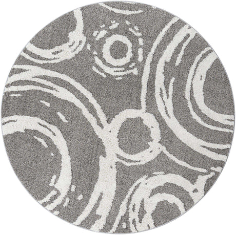 Gray 7' 10 x 7' 10 Boho Round Area Rug 100% Polyester With Cotton Backing Geometric Modern Boho Bohemian Decor Carpet for Living Rooms Office Dining Kitchen Unique Interior Design for Sale at Rug Engine