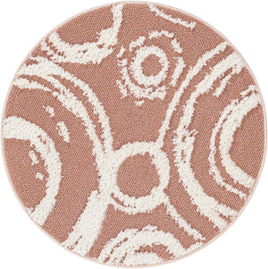 Pink 3' 3 x 3' 3 Boho Round Area Rug 100% Polyester With Cotton Backing Geometric Modern Boho Bohemian Decor Carpet for Living Rooms Office Dining Kitchen Unique Interior Design for Sale at Rug Engine