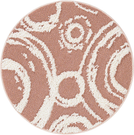 Pink 3' 3 x 3' 3 Boho Round Area Rug 100% Polyester With Cotton Backing Geometric Modern Boho Bohemian Decor Carpet for Living Rooms Office Dining Kitchen Unique Interior Design for Sale at Rug Engine