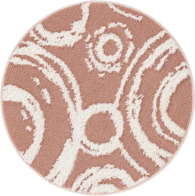 Pink 3' 3 x 3' 3 Boho Round Area Rug 100% Polyester With Cotton Backing Geometric Modern Boho Bohemian Decor Carpet for Living Rooms Office Dining Kitchen Unique Interior Design for Sale at Rug Engine