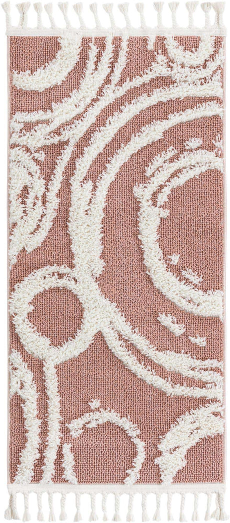 Pink 2' x 4' 1 Boho Runner Area Rug 100% Polyester With Cotton Backing Geometric Modern Boho Bohemian Decor Carpet for Living Rooms Office Dining Kitchen Unique Interior Design for Sale at Rug Engine