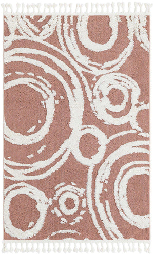 Pink 4' 1 x 6' 1 Boho Rectangle Area Rug 100% Polyester With Cotton Backing Geometric Modern Boho Bohemian Decor Carpet for Living Rooms Office Dining Kitchen Unique Interior Design for Sale at Rug Engine