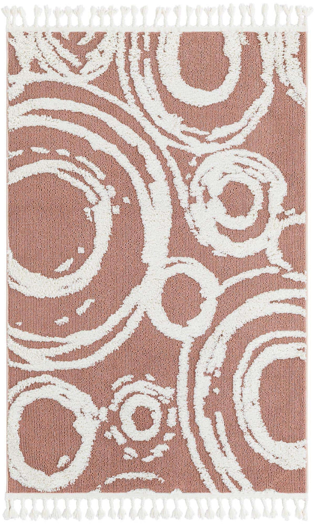 Pink 4' 1 x 6' 1 Boho Rectangle Area Rug 100% Polyester With Cotton Backing Geometric Modern Boho Bohemian Decor Carpet for Living Rooms Office Dining Kitchen Unique Interior Design for Sale at Rug Engine