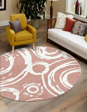 Pink 5' 3 x 5' 3 Boho Round Area Rug 100% Polyester With Cotton Backing Geometric Modern Boho Bohemian Decor Carpet for Living Rooms Office Dining Kitchen Unique Interior Design for Sale at Rug Engine