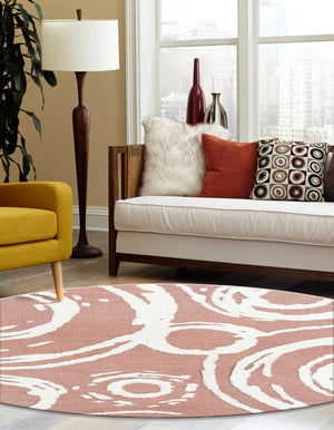 Pink 7' 10 x 7' 10 Boho Round Area Rug 100% Polyester With Cotton Backing Geometric Modern Boho Bohemian Decor Carpet for Living Rooms Office Dining Kitchen Unique Interior Design for Sale at Rug Engine