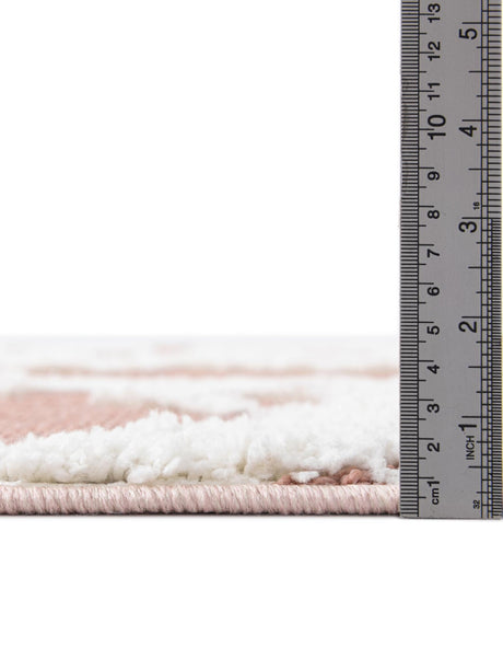 Pink 7' 10 x 7' 10 Boho Round Area Rug 100% Polyester With Cotton Backing Geometric Modern Boho Bohemian Decor Carpet for Living Rooms Office Dining Kitchen Unique Interior Design for Sale at Rug Engine