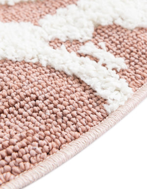 Pink 3' 3 x 3' 3 Boho Round Area Rug 100% Polyester With Cotton Backing Geometric Modern Boho Bohemian Decor Carpet for Living Rooms Office Dining Kitchen Unique Interior Design for Sale at Rug Engine