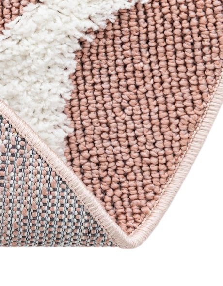 Pink 5' 3 x 5' 3 Boho Round Area Rug 100% Polyester With Cotton Backing Geometric Modern Boho Bohemian Decor Carpet for Living Rooms Office Dining Kitchen Unique Interior Design for Sale at Rug Engine