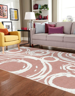 Pink 9' x 12' Boho Rectangle Area Rug 100% Polyester With Cotton Backing Geometric Modern Boho Bohemian Decor Carpet for Living Rooms Office Dining Kitchen Unique Interior Design for Sale at Rug Engine