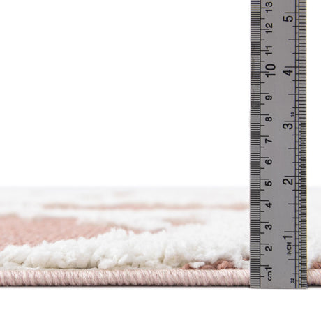 Pink 9' x 12' Boho Rectangle Area Rug 100% Polyester With Cotton Backing Geometric Modern Boho Bohemian Decor Carpet for Living Rooms Office Dining Kitchen Unique Interior Design for Sale at Rug Engine