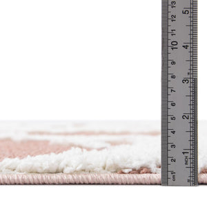 Pink 4' 1 x 6' 1 Boho Rectangle Area Rug 100% Polyester With Cotton Backing Geometric Modern Boho Bohemian Decor Carpet for Living Rooms Office Dining Kitchen Unique Interior Design for Sale at Rug Engine