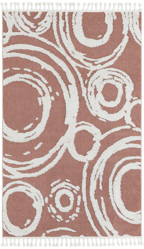 Pink 5' 3 x 8' Boho Rectangle Area Rug 100% Polyester With Cotton Backing Geometric Modern Boho Bohemian Decor Carpet for Living Rooms Office Dining Kitchen Unique Interior Design for Sale at Rug Engine