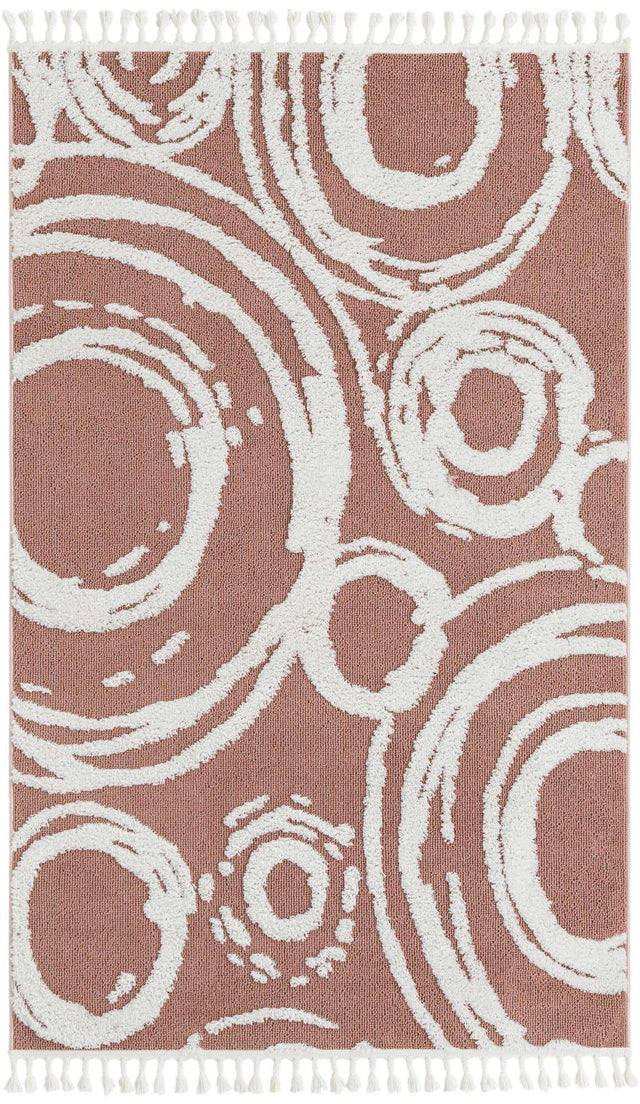Pink 5' 3 x 8' Boho Rectangle Area Rug 100% Polyester With Cotton Backing Geometric Modern Boho Bohemian Decor Carpet for Living Rooms Office Dining Kitchen Unique Interior Design for Sale at Rug Engine