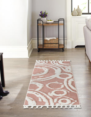 Pink 2' x 8' Boho Runner Area Rug 100% Polyester With Cotton Backing Geometric Modern Boho Bohemian Decor Carpet for Living Rooms Office Dining Kitchen Unique Interior Design for Sale at Rug Engine