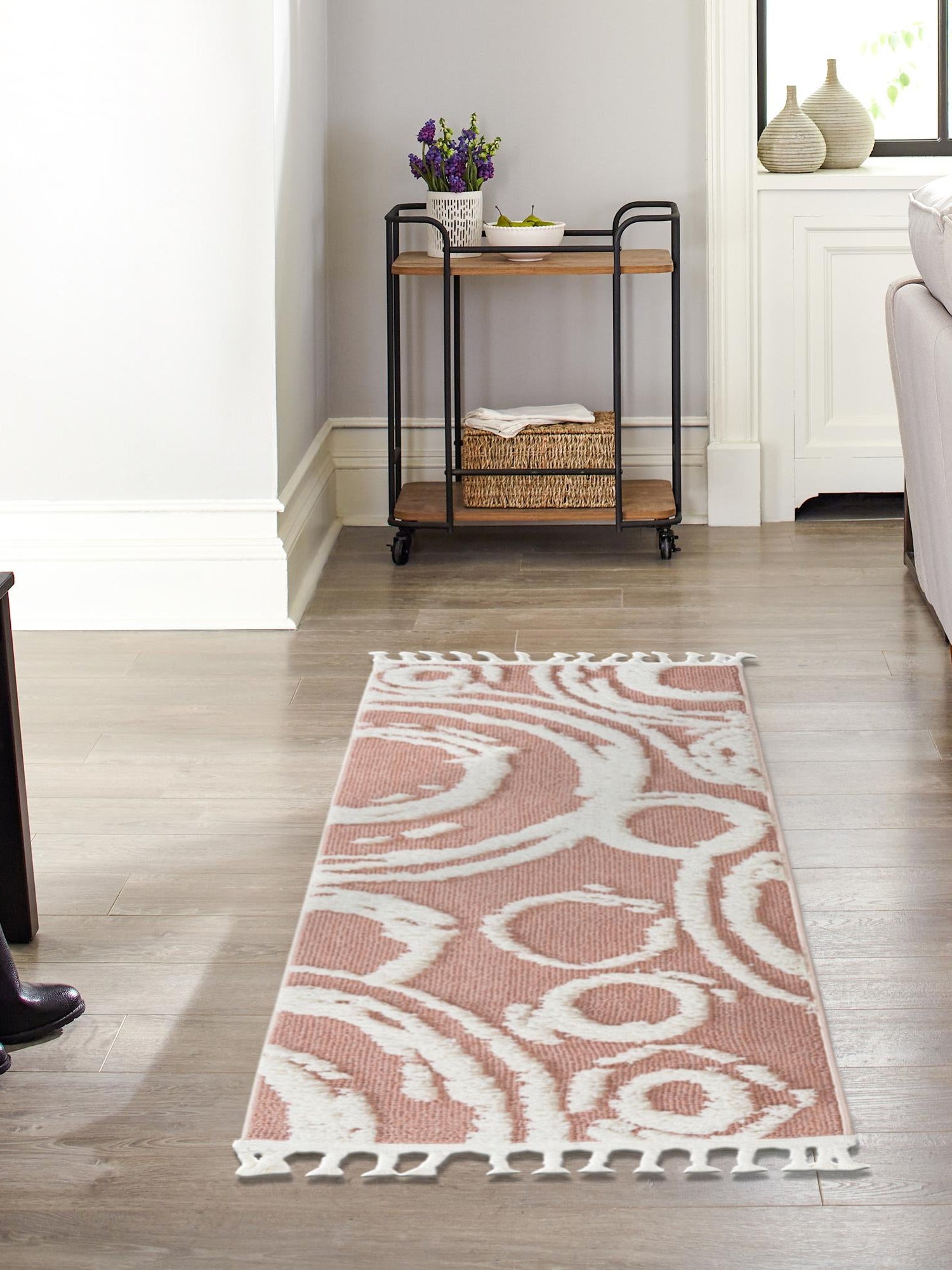Pink 2' 7 x 12' Boho Runner Area Rug 100% Polyester With Cotton Backing Geometric Modern Boho Bohemian Decor Carpet for Living Rooms Office Dining Kitchen Unique Interior Design for Sale at Rug Engine