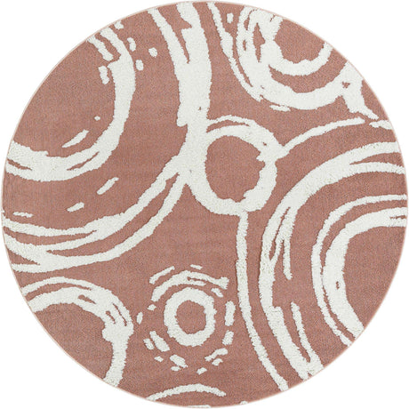 Pink 7' 10 x 7' 10 Boho Round Area Rug 100% Polyester With Cotton Backing Geometric Modern Boho Bohemian Decor Carpet for Living Rooms Office Dining Kitchen Unique Interior Design for Sale at Rug Engine