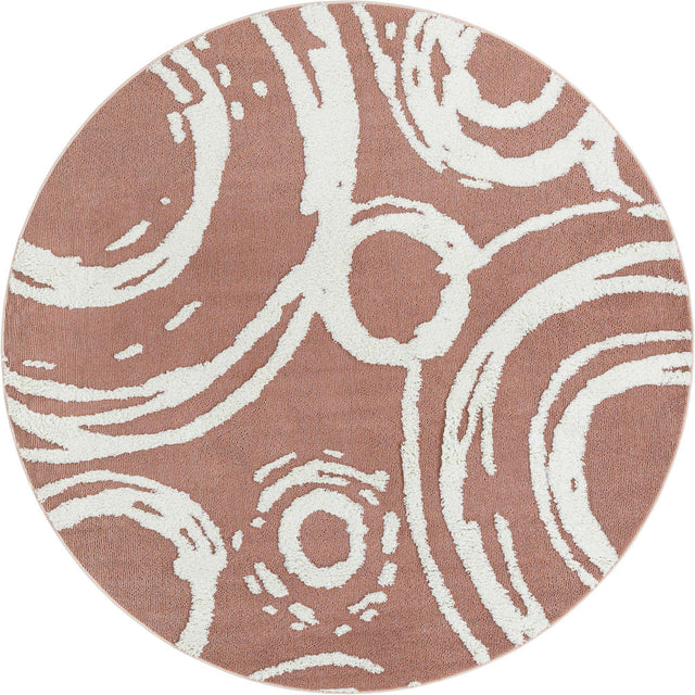 Pink 7' 10 x 7' 10 Boho Round Area Rug 100% Polyester With Cotton Backing Geometric Modern Boho Bohemian Decor Carpet for Living Rooms Office Dining Kitchen Unique Interior Design for Sale at Rug Engine
