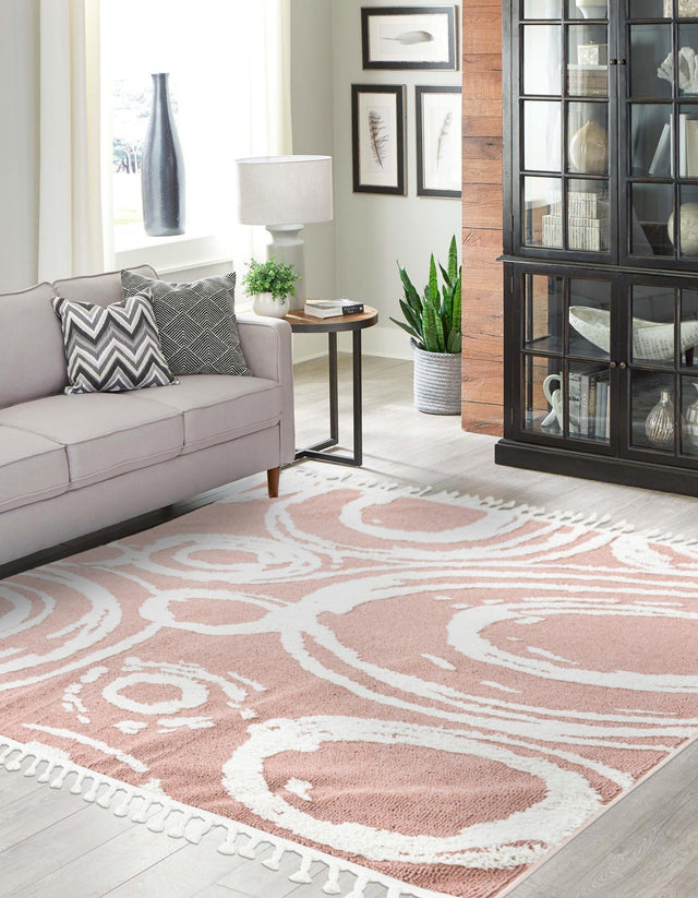 Pink 7' 10 x 7' 10 Boho Square Area Rug 100% Polyester With Cotton Backing Geometric Modern Boho Bohemian Decor Carpet for Living Rooms Office Dining Kitchen Unique Interior Design for Sale at Rug Engine