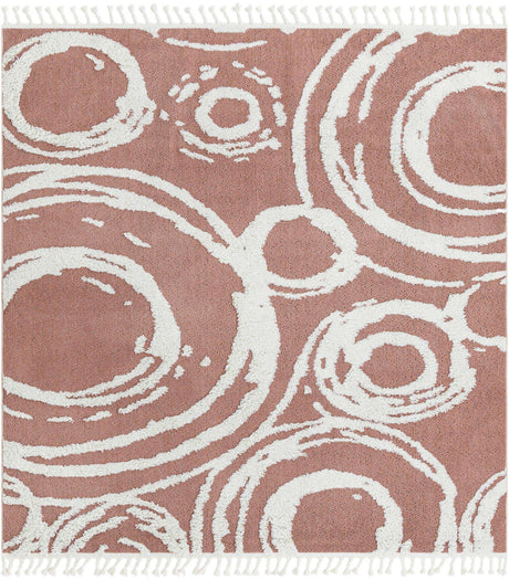 Pink 7' 10 x 7' 10 Boho Square Area Rug 100% Polyester With Cotton Backing Geometric Modern Boho Bohemian Decor Carpet for Living Rooms Office Dining Kitchen Unique Interior Design for Sale at Rug Engine
