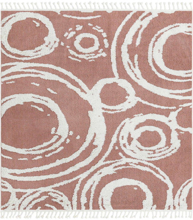 Pink 7' 10 x 7' 10 Boho Square Area Rug 100% Polyester With Cotton Backing Geometric Modern Boho Bohemian Decor Carpet for Living Rooms Office Dining Kitchen Unique Interior Design for Sale at Rug Engine