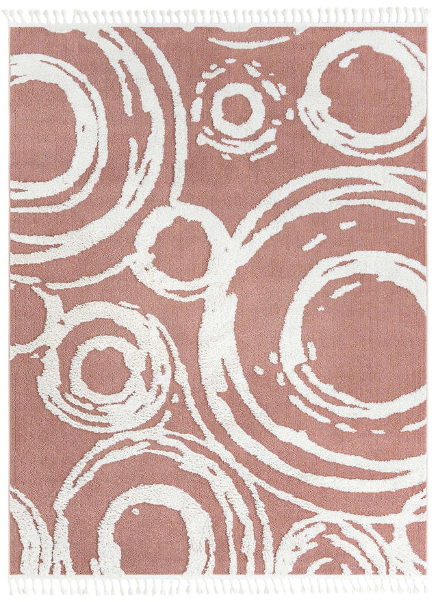 Pink 7' 10 x 10' Boho Rectangle Area Rug 100% Polyester With Cotton Backing Geometric Modern Boho Bohemian Decor Carpet for Living Rooms Office Dining Kitchen Unique Interior Design for Sale at Rug Engine