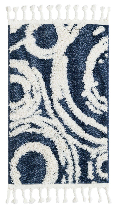 Blue 2' x 3' 1 Boho Rectangle Area Rug 100% Polyester With Cotton Backing Geometric Modern Boho Bohemian Decor Carpet for Living Rooms Office Dining Kitchen Unique Interior Design for Sale at Rug Engine