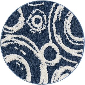Blue 3' 3 x 3' 3 Boho Round Area Rug 100% Polyester With Cotton Backing Geometric Modern Boho Bohemian Decor Carpet for Living Rooms Office Dining Kitchen Unique Interior Design for Sale at Rug Engine