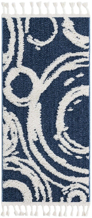 Blue 2' x 4' 1 Boho Runner Area Rug 100% Polyester With Cotton Backing Geometric Modern Boho Bohemian Decor Carpet for Living Rooms Office Dining Kitchen Unique Interior Design for Sale at Rug Engine