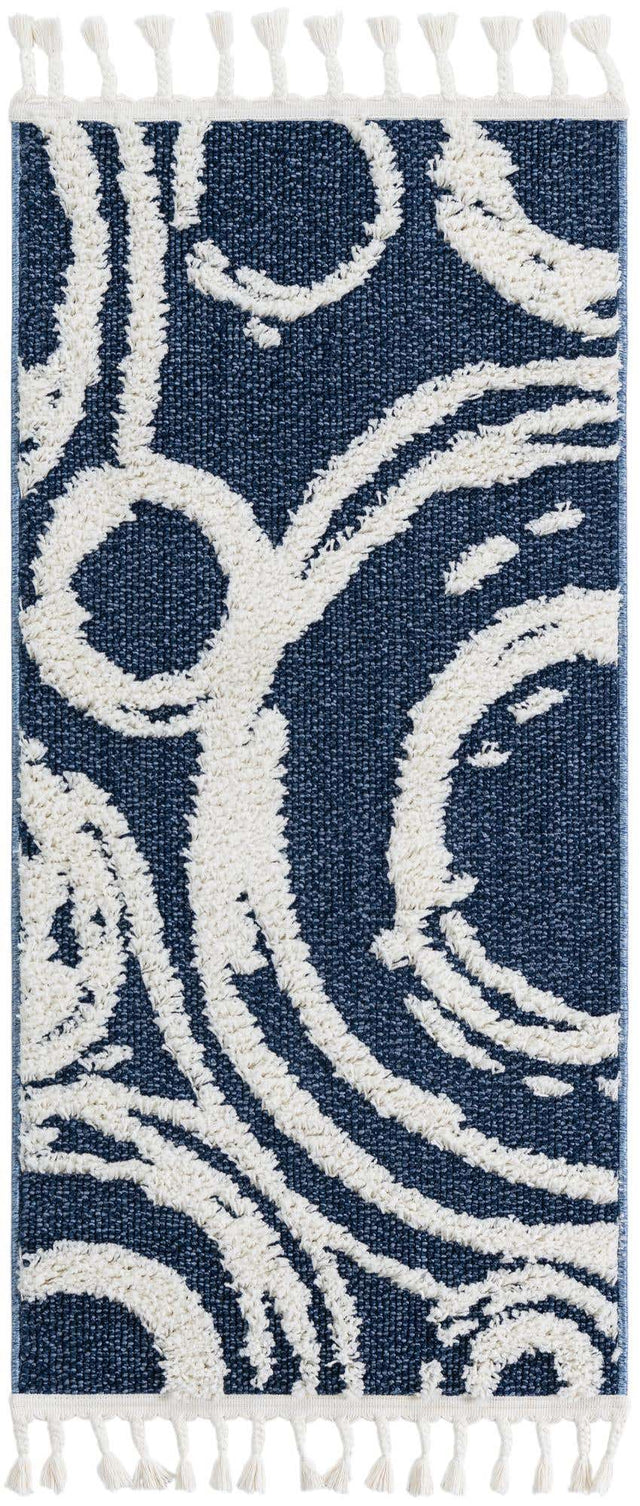 Blue 2' x 4' 1 Boho Runner Area Rug 100% Polyester With Cotton Backing Geometric Modern Boho Bohemian Decor Carpet for Living Rooms Office Dining Kitchen Unique Interior Design for Sale at Rug Engine