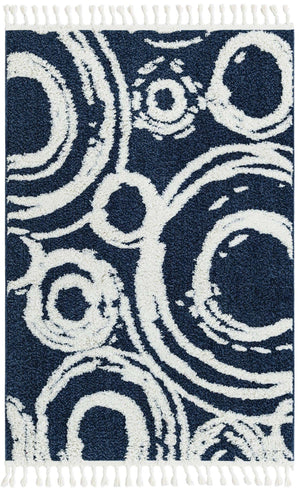 Blue 4' 1 x 6' 1 Boho Rectangle Area Rug 100% Polyester With Cotton Backing Geometric Modern Boho Bohemian Decor Carpet for Living Rooms Office Dining Kitchen Unique Interior Design for Sale at Rug Engine