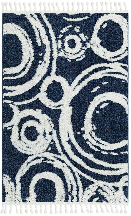 Blue 4' 1 x 6' 1 Boho Rectangle Area Rug 100% Polyester With Cotton Backing Geometric Modern Boho Bohemian Decor Carpet for Living Rooms Office Dining Kitchen Unique Interior Design for Sale at Rug Engine