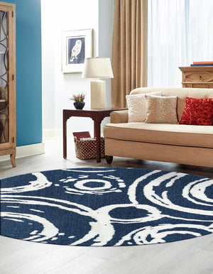 Blue 3' 3 x 3' 3 Boho Round Area Rug 100% Polyester With Cotton Backing Geometric Modern Boho Bohemian Decor Carpet for Living Rooms Office Dining Kitchen Unique Interior Design for Sale at Rug Engine