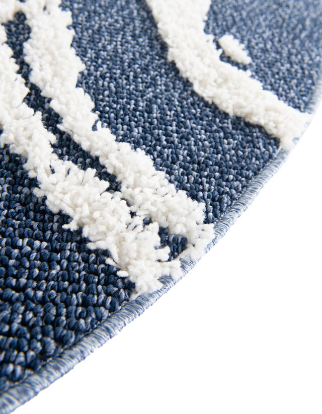 Blue 5' 3 x 5' 3 Boho Round Area Rug 100% Polyester With Cotton Backing Geometric Modern Boho Bohemian Decor Carpet for Living Rooms Office Dining Kitchen Unique Interior Design for Sale at Rug Engine