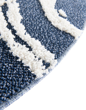 Blue 7' 10 x 7' 10 Boho Round Area Rug 100% Polyester With Cotton Backing Geometric Modern Boho Bohemian Decor Carpet for Living Rooms Office Dining Kitchen Unique Interior Design for Sale at Rug Engine