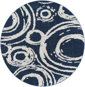 Blue 5' 3 x 5' 3 Boho Round Area Rug 100% Polyester With Cotton Backing Geometric Modern Boho Bohemian Decor Carpet for Living Rooms Office Dining Kitchen Unique Interior Design for Sale at Rug Engine