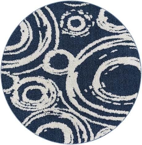 Blue 5' 3 x 5' 3 Boho Round Area Rug 100% Polyester With Cotton Backing Geometric Modern Boho Bohemian Decor Carpet for Living Rooms Office Dining Kitchen Unique Interior Design for Sale at Rug Engine
