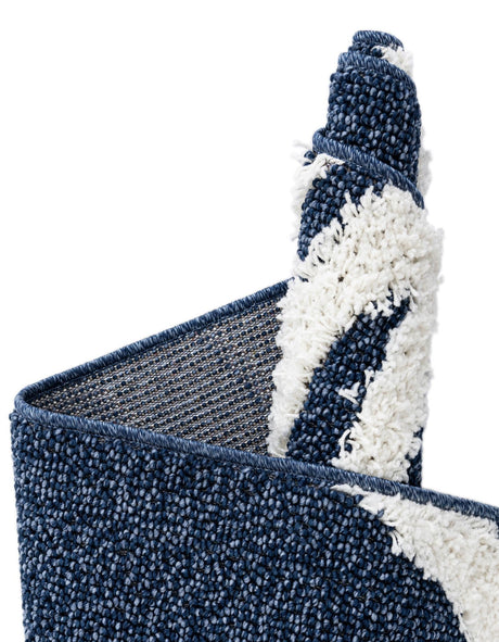 Blue 2' 7 x 12' Boho Runner Area Rug 100% Polyester With Cotton Backing Geometric Modern Boho Bohemian Decor Carpet for Living Rooms Office Dining Kitchen Unique Interior Design for Sale at Rug Engine