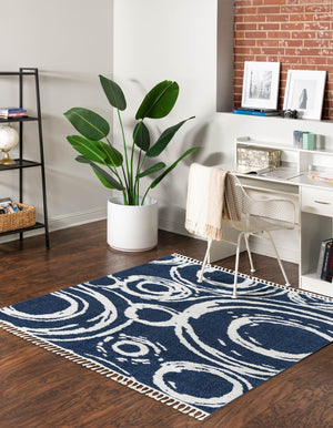 Blue 7' 10 x 7' 10 Boho Square Area Rug 100% Polyester With Cotton Backing Geometric Modern Boho Bohemian Decor Carpet for Living Rooms Office Dining Kitchen Unique Interior Design for Sale at Rug Engine