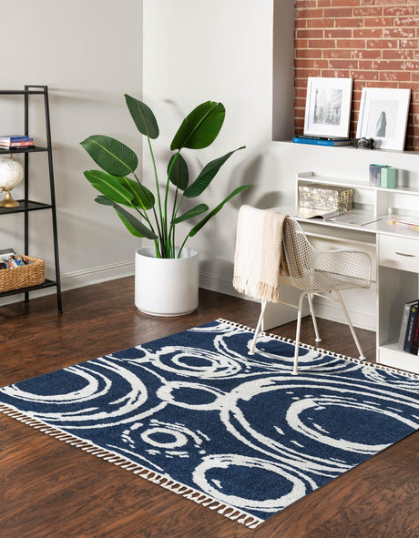 Blue 7' 10 x 7' 10 Boho Square Area Rug 100% Polyester With Cotton Backing Geometric Modern Boho Bohemian Decor Carpet for Living Rooms Office Dining Kitchen Unique Interior Design for Sale at Rug Engine